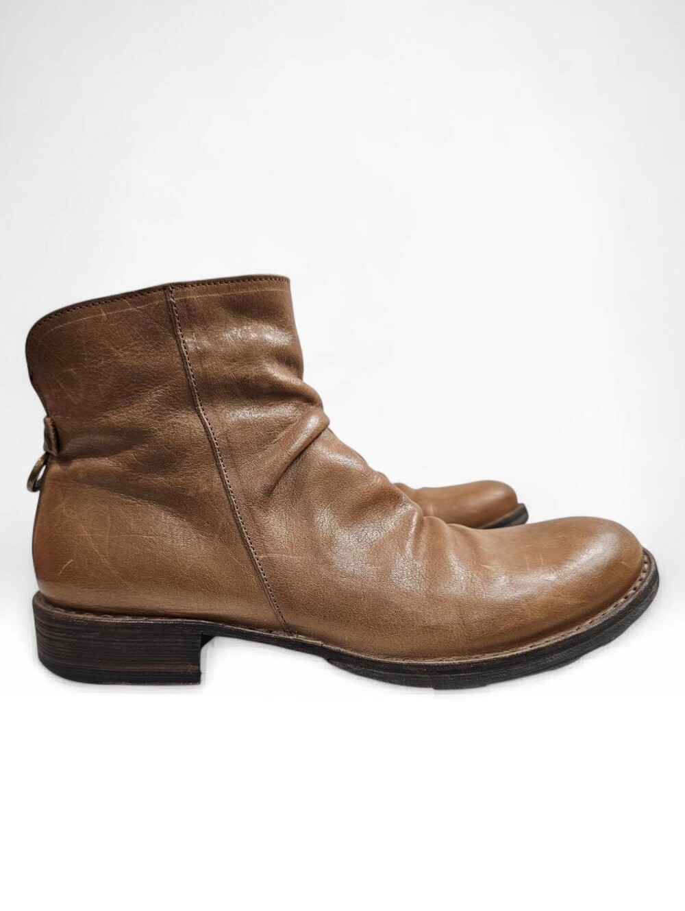 FIORENTINI + BAKER Elina Tan Brown Ruched Vamp Leather Ankle Boots 40/Wmn 10 - Picture 2 of 11